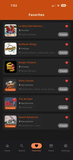 TruckFinderPR - Favoritos